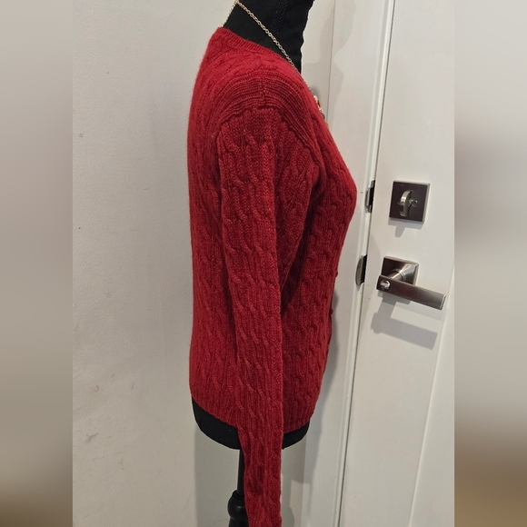 Vintage Eagles Eye Red Cable Knit Sweater - Picture 3 of 7